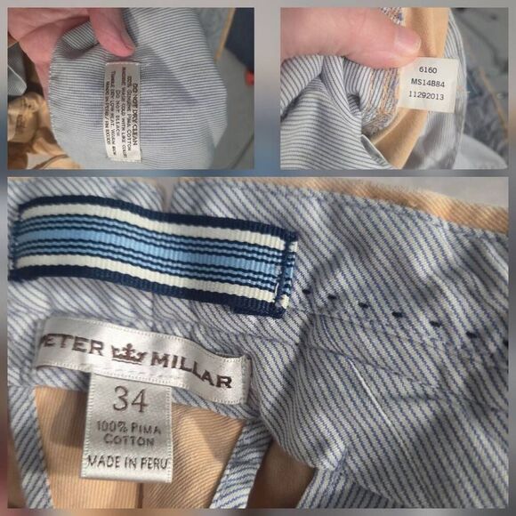 Peter Millar vtg? 100% Pima Cotton Trousers Pants in Peach Sz 34 - Picture 5 of 6